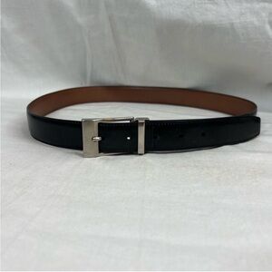 Salvatore ferragamo square buckle genuine leather belt black silver Italy